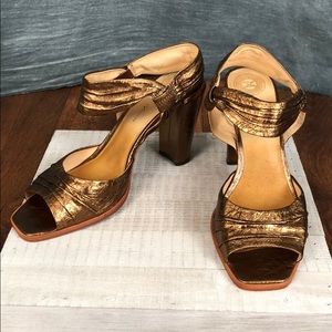 Modern Vintage Bronze Sandal Heels size 10